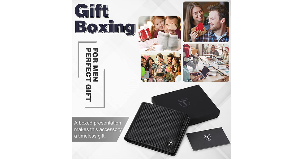 Thumbnail: TEEHON® Wallets Mens, Leather Wallet, RFID Blocking Wallet, Carbon Fibre Bifold 