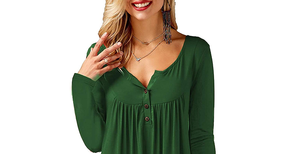 Thumbnail: Florboom Womens Casual Long/Short Sleeve Tops Loose Pleated Tunic Shirts