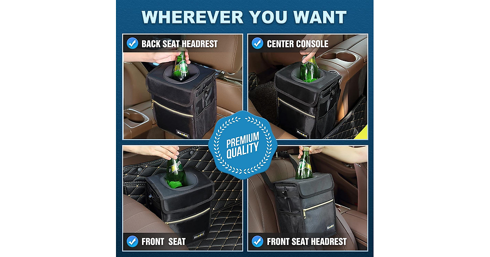 Thumbnail: Knodel Car Bin, Car Bin with Cover, Leak-Proof Car Bin Bag with Storage Pockets,
