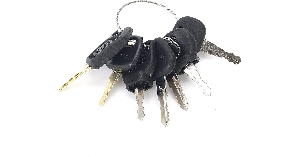 GAOHOU 7Pcs Replacement Ignition Key Set Compatible for JCB CAT Komatsu 14603 14
