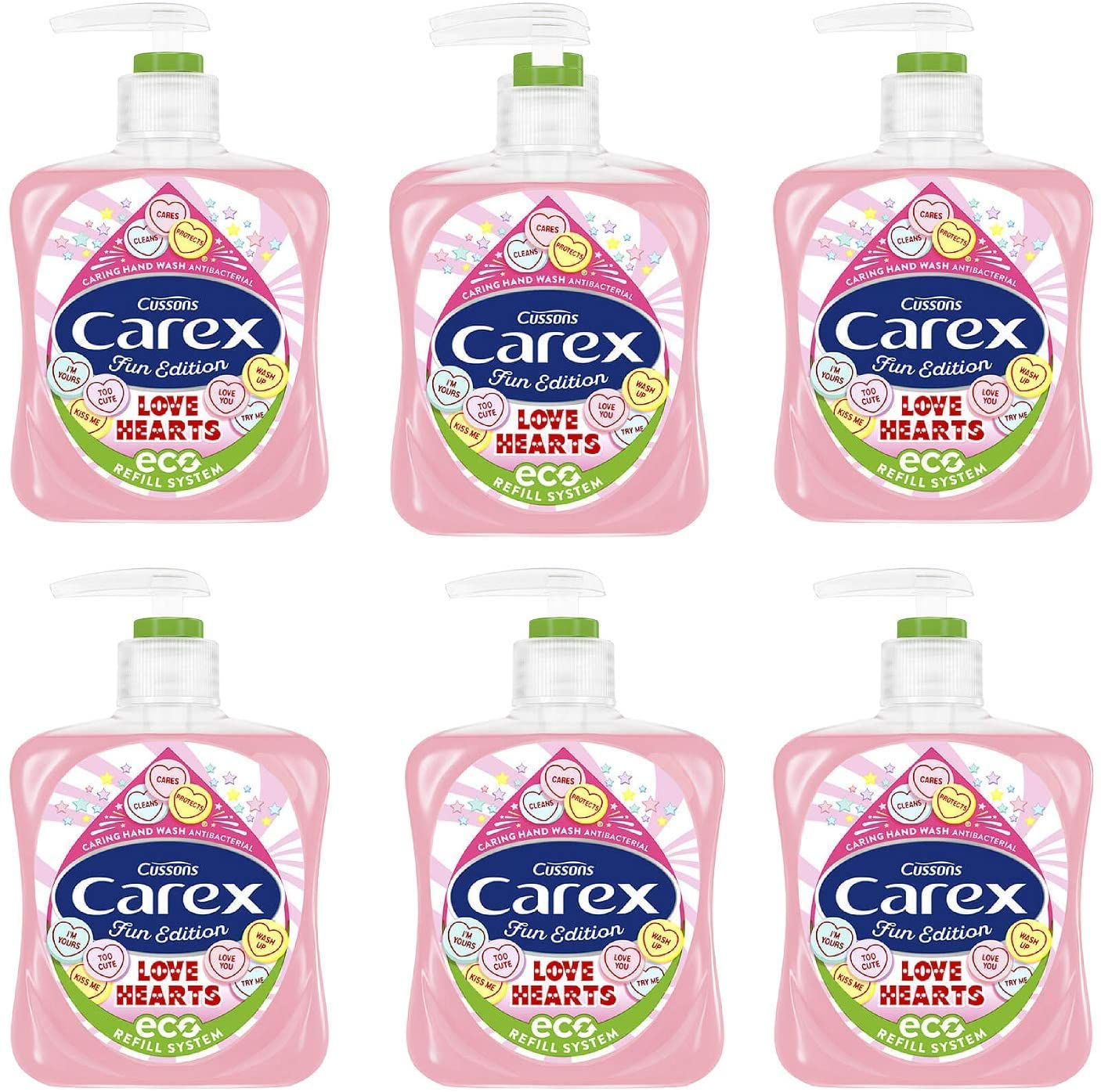 Carex Dermacare Aloe Vera Antibacterial Hand Wash Pack of 6, Cleansing Hand Soa