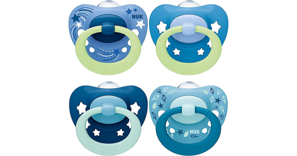 Thumbnail: NUK Signature Baby Dummy | 6-18 Months | Bpa-Free Silicone Soothers | Blue Stars