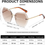 Thumbnail: Kimorn Sunglasses for Women Oversized Rimless Diamond Cutting Lens Classic Eyewe