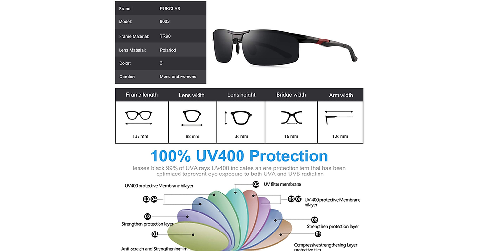 Thumbnail: PUKCLAR Mens Driving Sunglasses Polarised Sports Sunglasses Al-Mg Metal Frame Cy