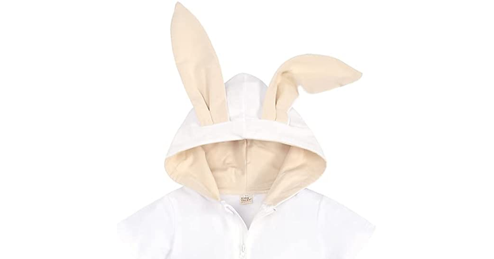 Thumbnail: Kids Tales Newborn Baby Winter Warm Outfits Cute Rabbit Ear Hooded Zipper Romper