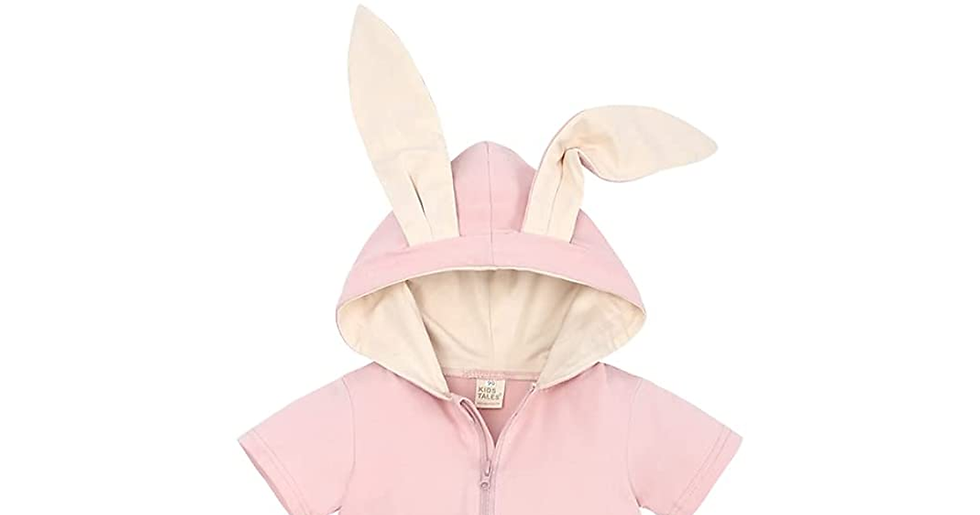 Thumbnail: Kids Tales Newborn Baby Winter Warm Outfits Cute Rabbit Ear Hooded Zipper Romper