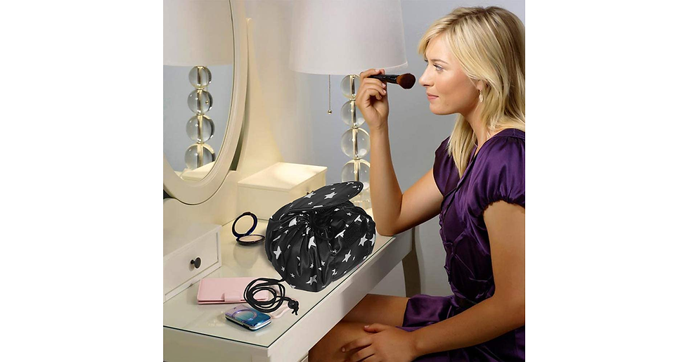 Thumbnail: Lazy Drawstring Makeup Bags, Large Capacity Waterproof Travel Portable Cosmetic 