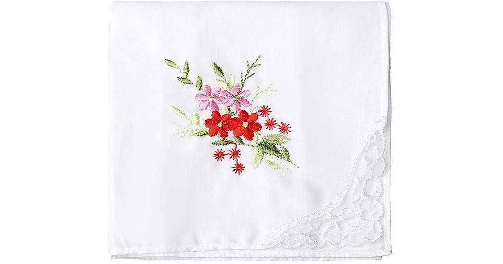 Thumbnail: Pengxiaomei 6 Pieces Women'S Handkerchief, 100% Cotton 27X27Cm Floral Embroidery