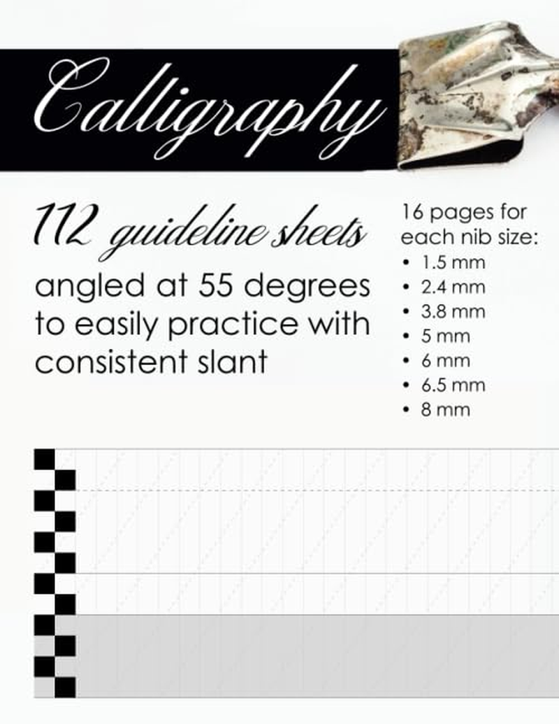 Calligraphy Practice: 112 Guideline Sheets Angled at 55 Degrees to Easily Practi