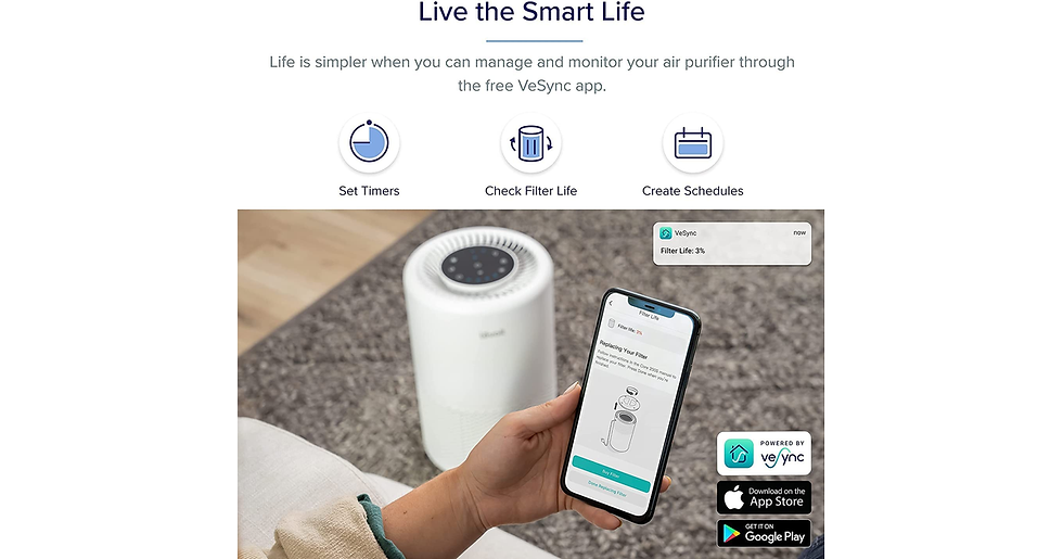 Thumbnail: LEVOIT Smart Wifi Air Purifier for Home, Alexa Enabled H13 HEPA Filter, CADR 170