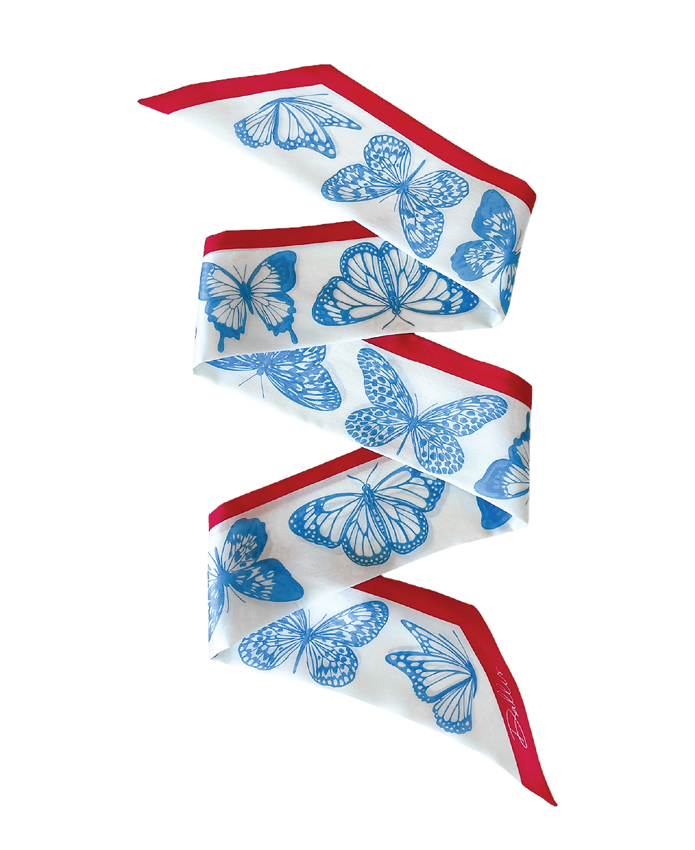 Thumbnail: The Mariposa Twilly in Powder Blue & Red