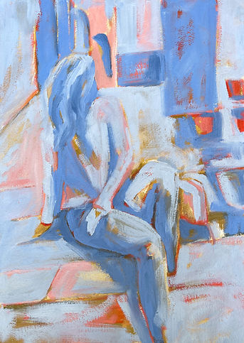 Self Portrait in Tuscany, 16 1/4 x 12 1/4 in, Oil on gessoed paper