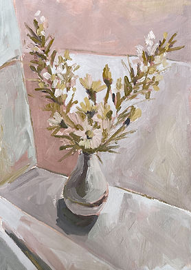 Floral Color Study 1, 14 1/4 x 19 1/2 in, Oil on gessoed paper