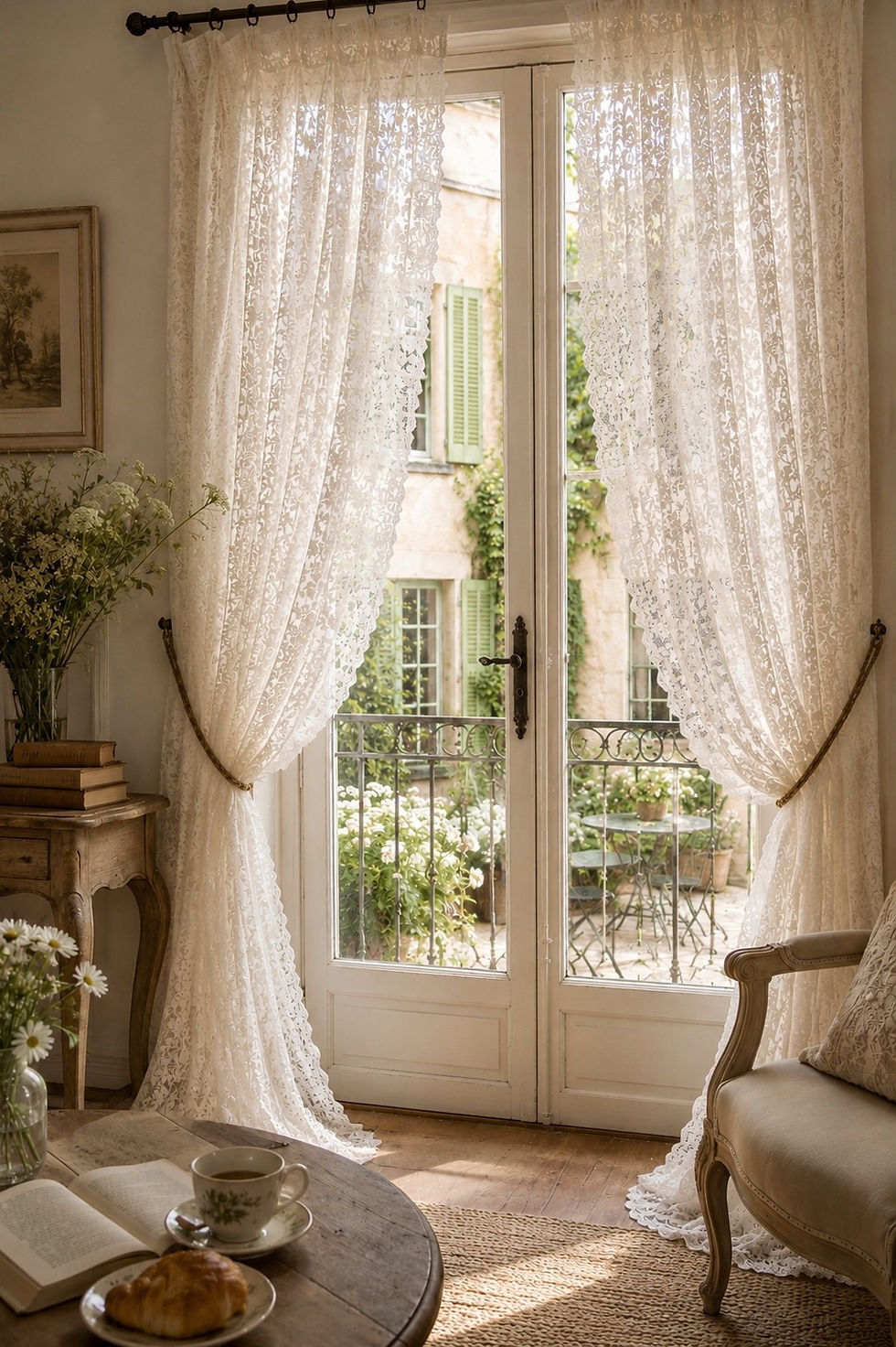Thumbnail: Scalloped Lace Curtains | French Country Sheers