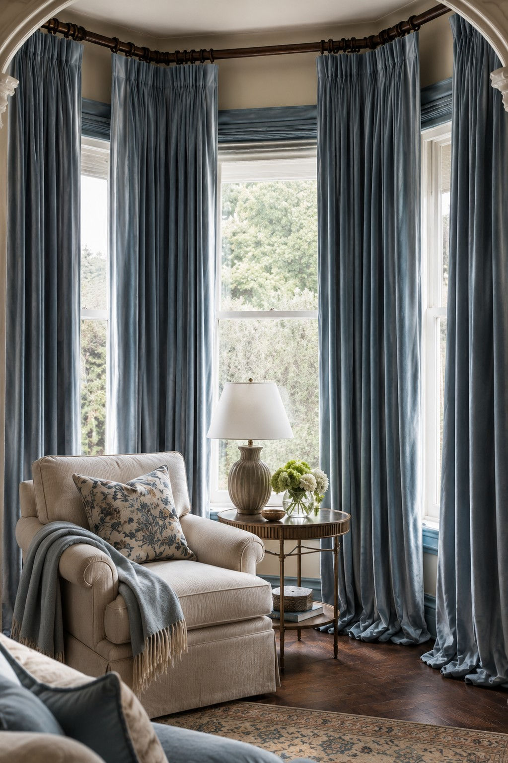 Blue Provence Velvet Curtains