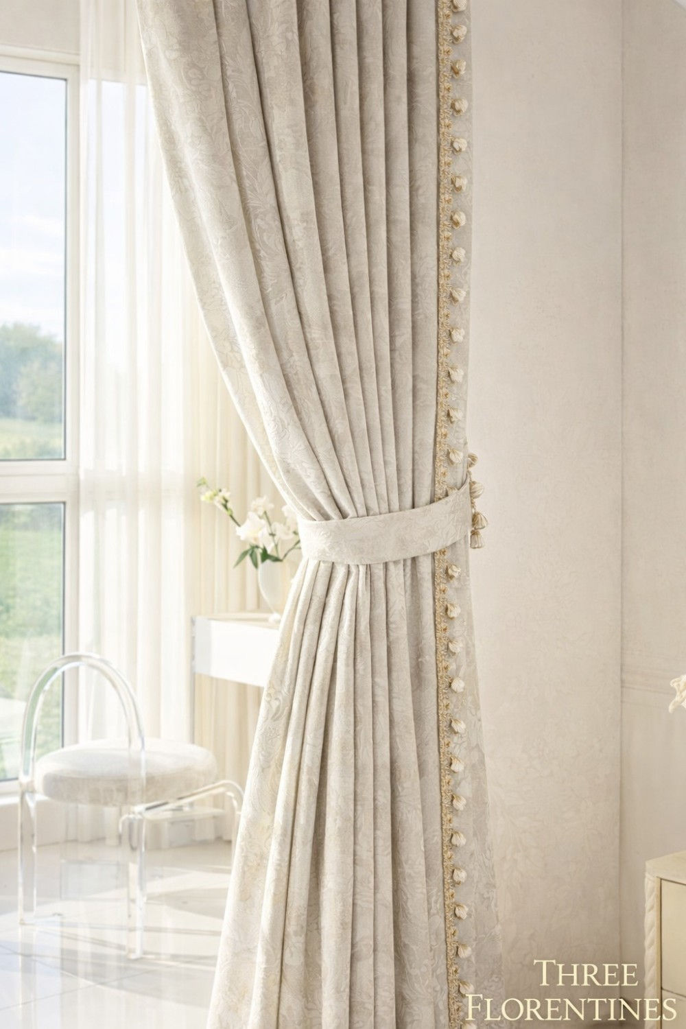 Chenille blackout curtain with light-blocking lining for bedroom or living room