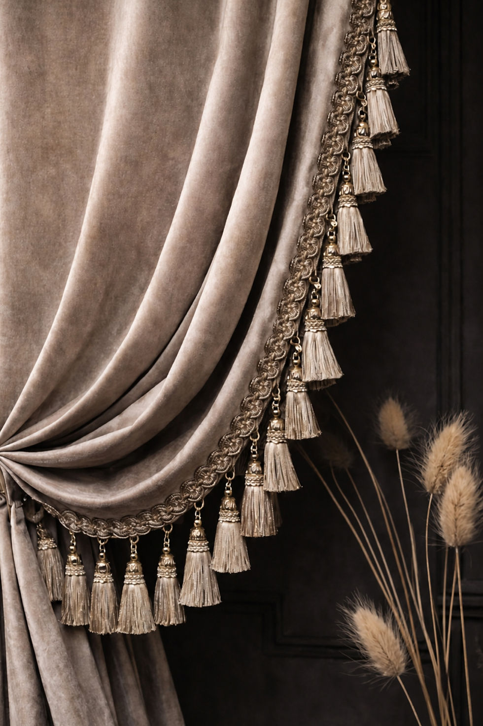 Thumbnail: Cortona Champagne Velvet Curtains | European Villa Style Drapes