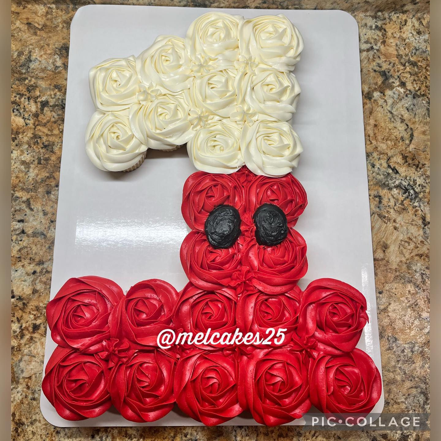 Mickey Mouse Number Cupcake Cake