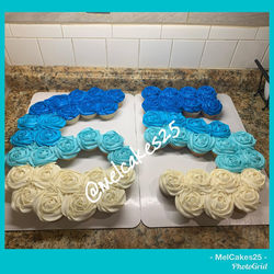 🤍💙 MelCakes25 Ombré Number Cupcake Cak
