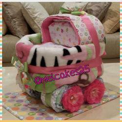 Pink & Green Diaper Stroller
