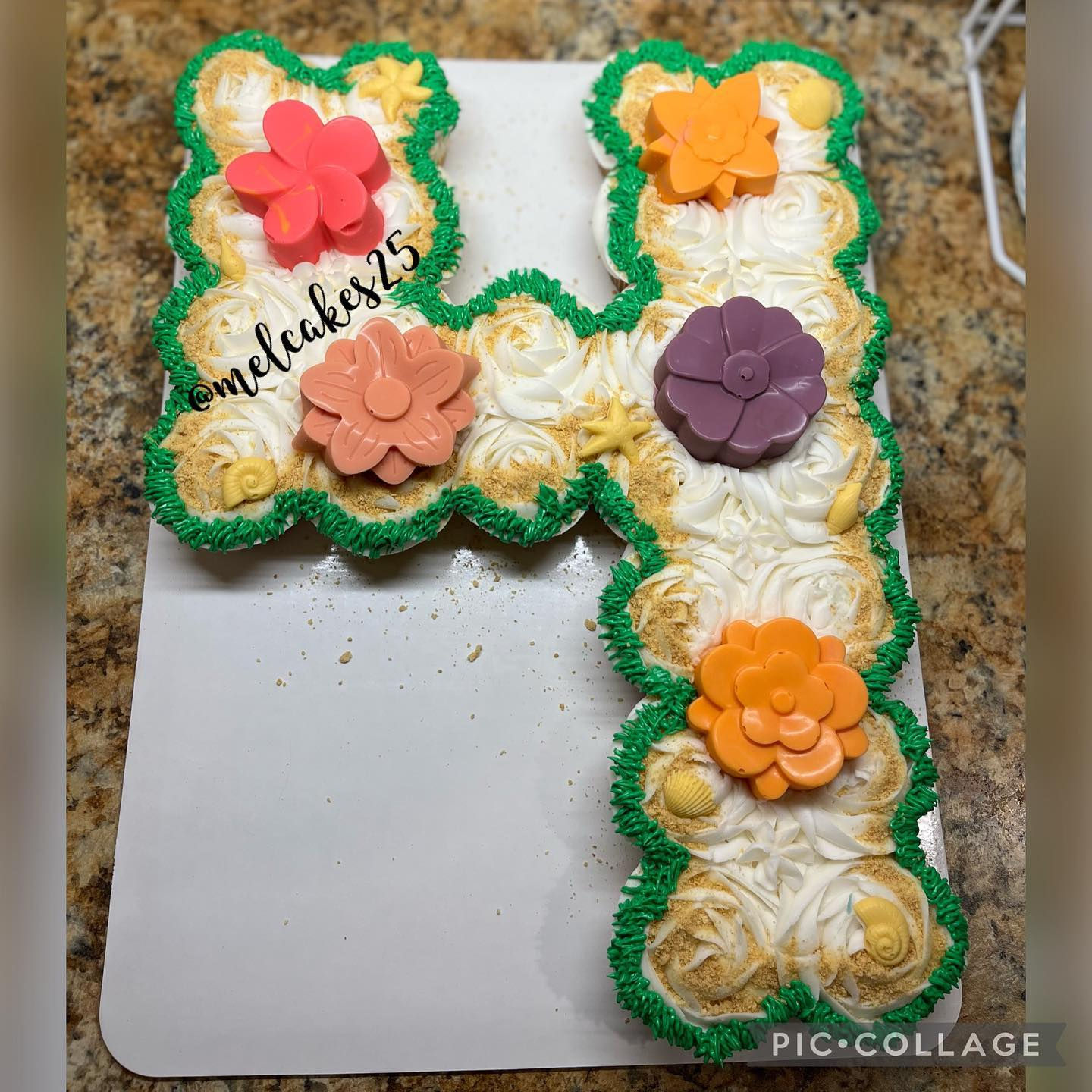 Moana Themed/Luau Number Cupcake Cake