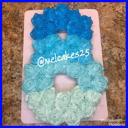 🤍💙 MelCakes25 Ombré Number Cupcake Cak