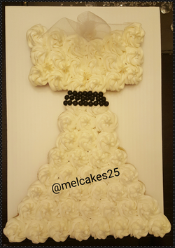 Bridal Cupcake Cake w/ Black Sash