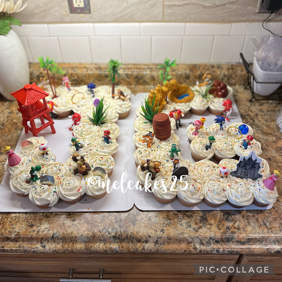 Mario vs. Sonic Letter Cupcake Cake