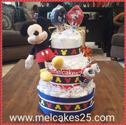 Mickey Mouse Diaper Cake w/ Topper