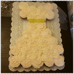 Bridal Cupcake Cake w/ Yellow Sash
