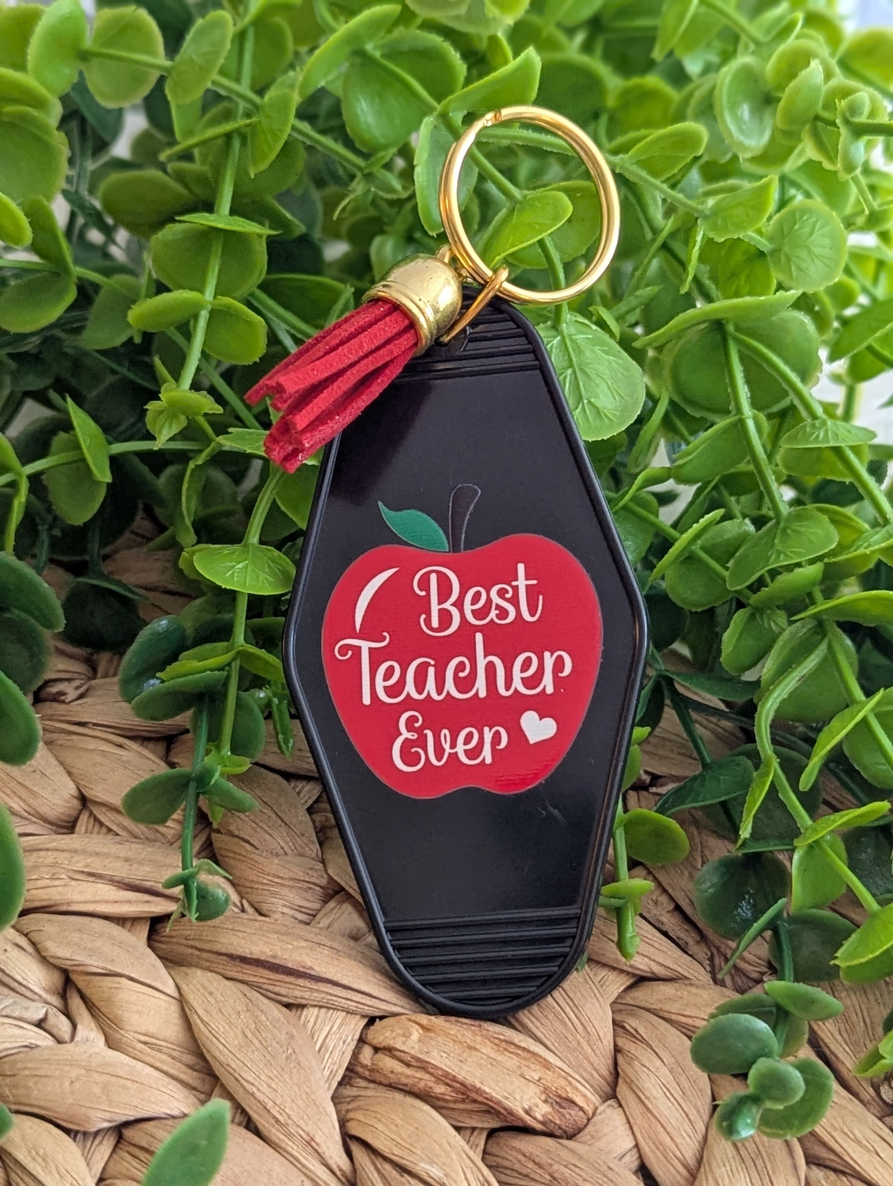 Best Teacher Ever Black Hotel Keychain