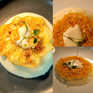 Modern Cauliflower cheese reimagined for a private dining tasting menu