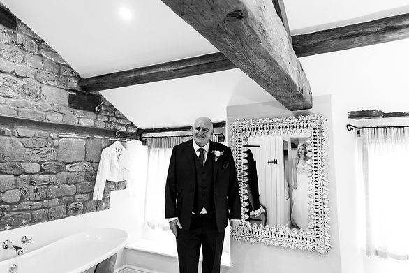Father of the brides emotional reaction to seeing bride