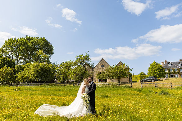 Bride and groom at Longbourn Estate Barn wedding