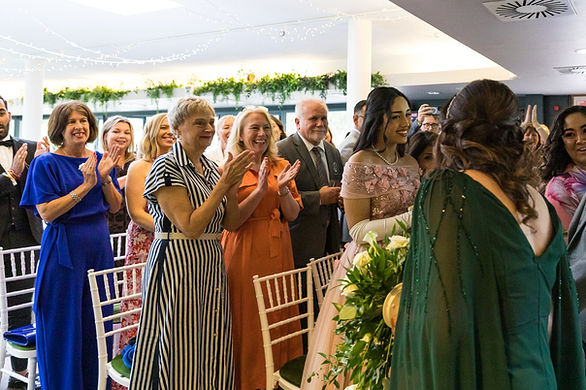 Wedding ceremony at Riverside Glass House in Jephson Gardens in Leamington Spa