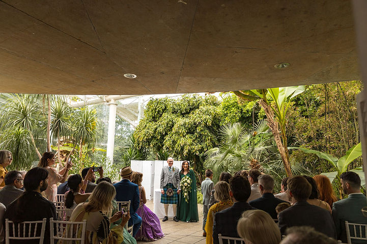 Wedding ceremony at Riverside Glass House in Jephson Gardens in Leamington Spa