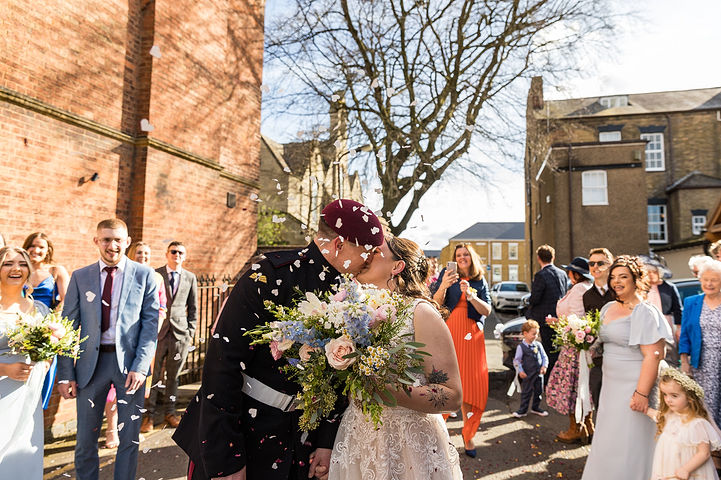 Confetti outside Rugby registry office