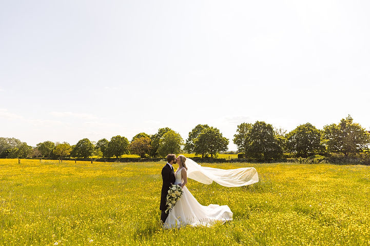 Bride and groom at Longbourn Estate Barn wedding