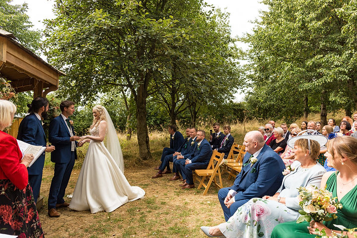 Outdoor ceremony at The Orchard Pavillion at Crockwell Farm