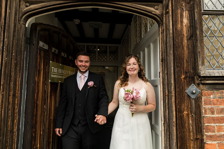 Couple exit the The Henley Room in Stratford-upon-Avon