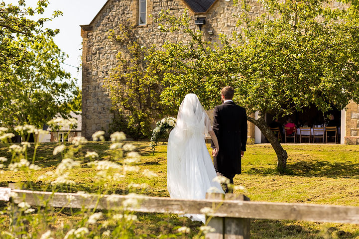 Bride and groom at Longbourn Estate Barn wedding