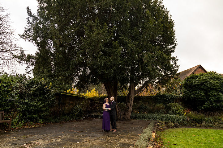 Couple in the gardens at St Johns House in Warwick