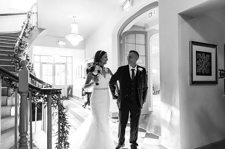 Bride and dad before ceremony at Warwick House