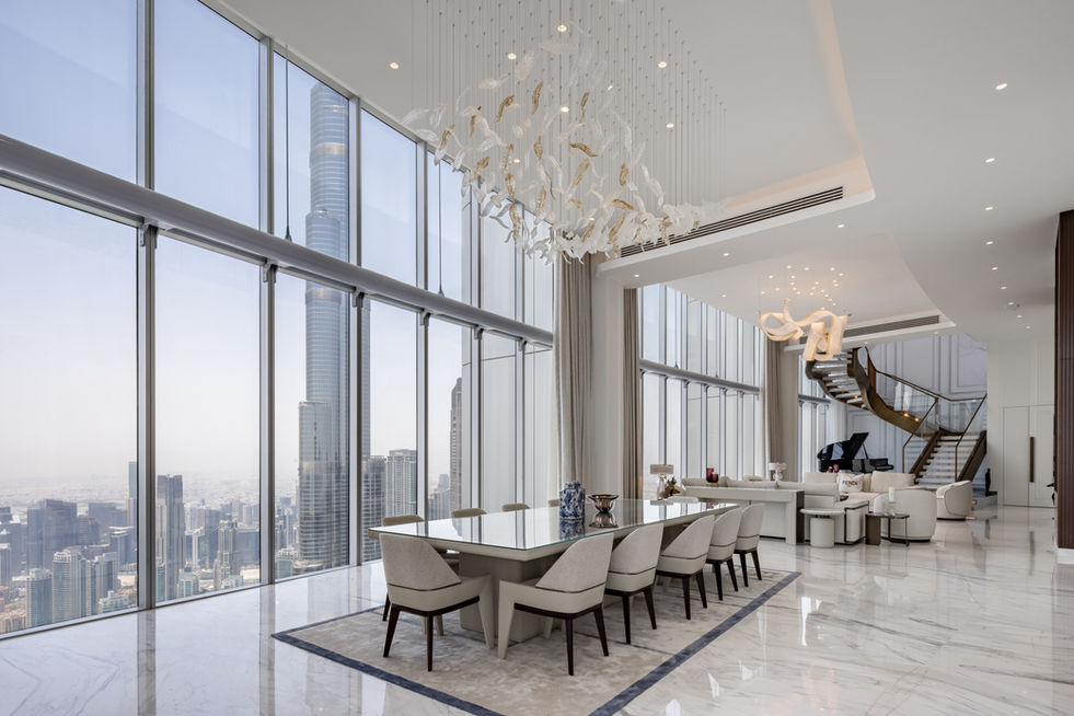 Burj Khalifa, Address Blvd, Dubai, Ana Zaha, Real Estate Photographer, Fendi, Dining Room, Sky Collection Penthouse