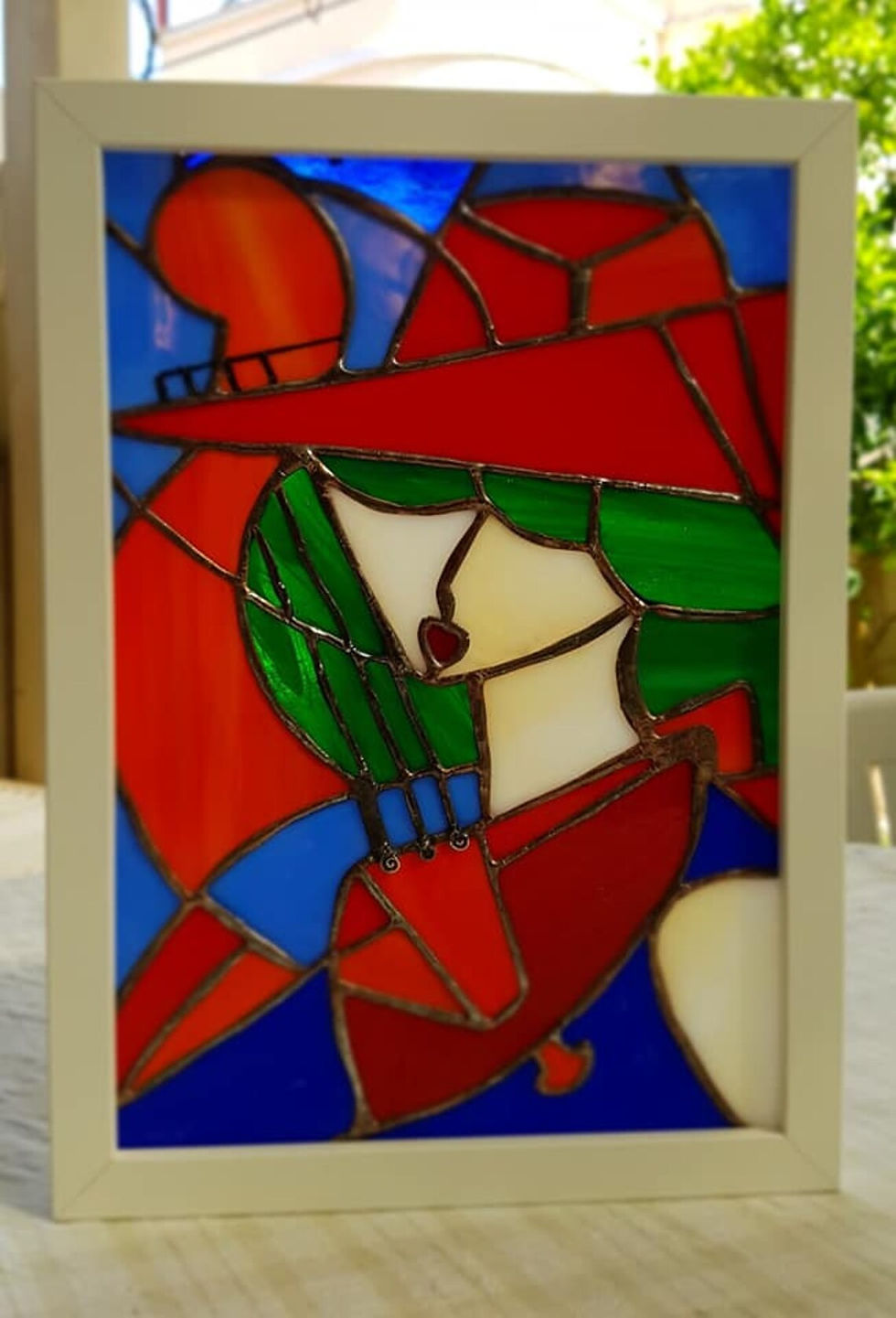 תמונה ממוזערת: פרשנות ויטראז זכוכית צבעונית "Passions - Releitura" לוקד שמש מתנה לעיצוב הבית
