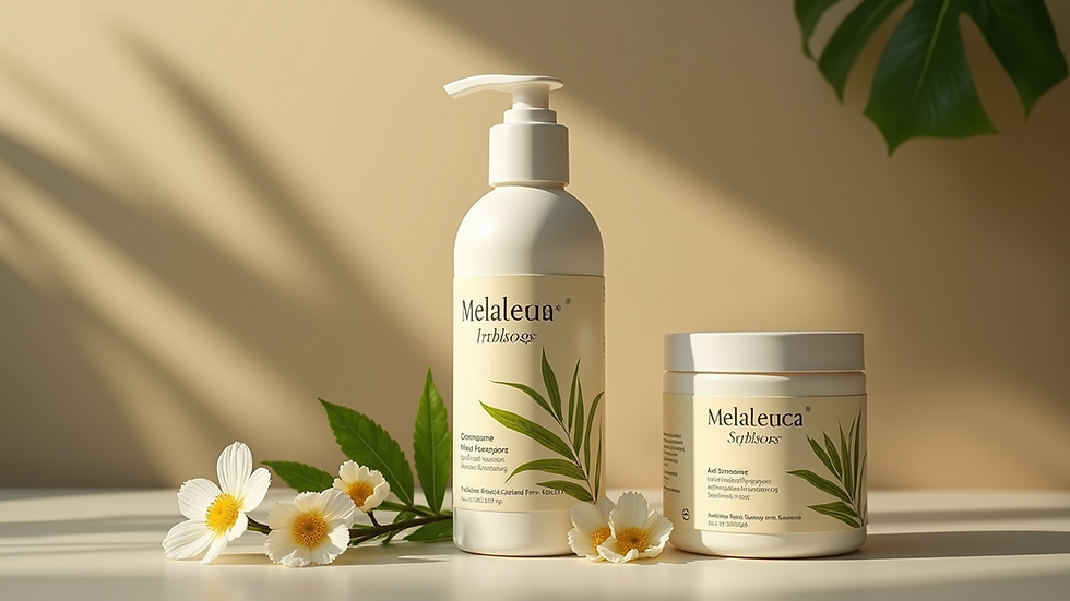 Close-up view of Melaleuca packaging