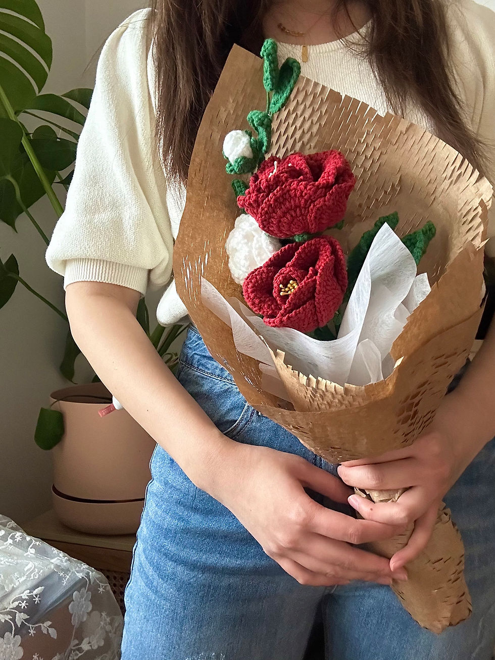 Thumbnail: Crochet Bouquet - camellia and roses