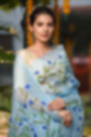 Hand Printed Organza Sarees