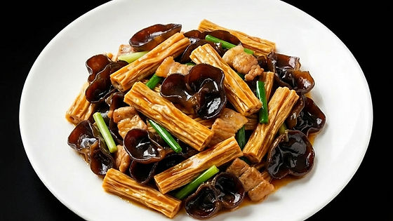 Sauteed Black Fungus and Dried Tofu Skin(木耳腐竹)
