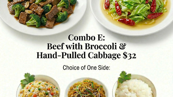Combo E: Beef with Broccoli & Hand-Pulled Cabbage